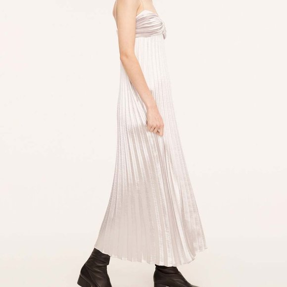 NWT Rebecca Taylor | Silver Lamé Pleated Strapless Dress - sz 10 - Picture 4 of 10